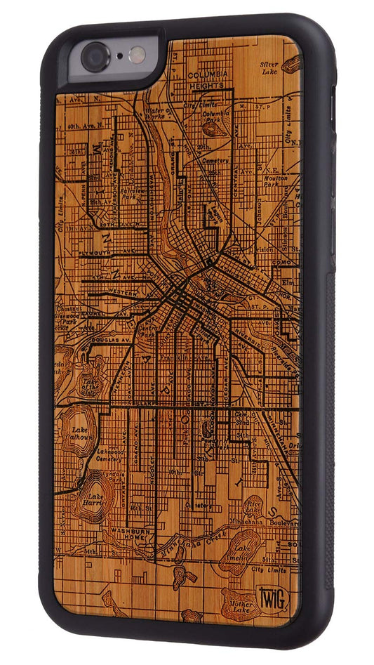 Minneapolis Streetcar Map - Bamboo iPhone Case, iPhone Case - Twig Case Co.
